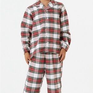 Pottery Barn Kids Stewart Plaid Flannel Pajama Set - Size XS Unisex